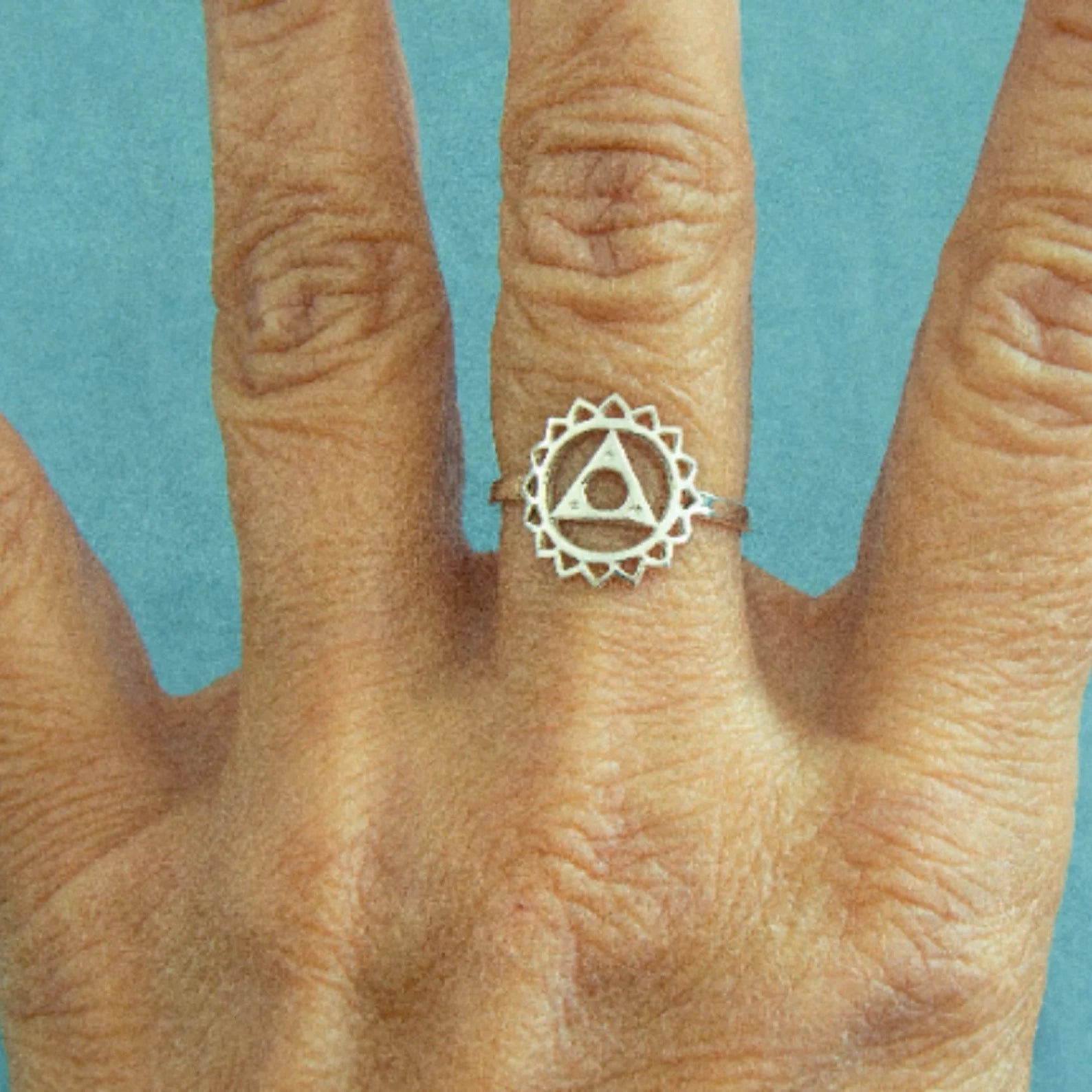 Sterling Silver Throat Chakra Ring
