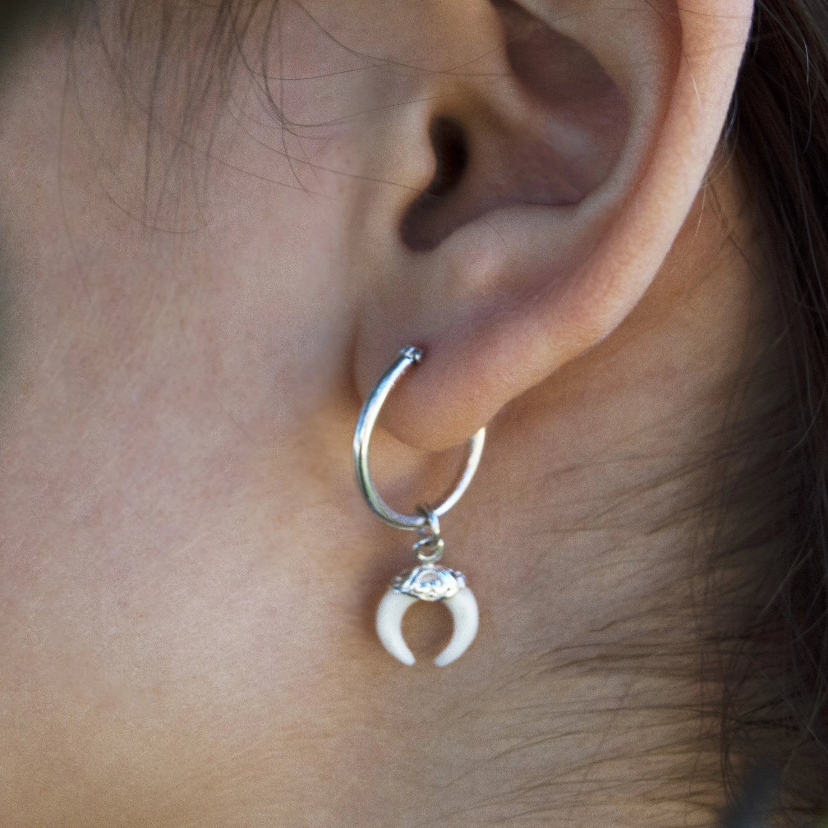 Crescent Moon Huggie Hoops