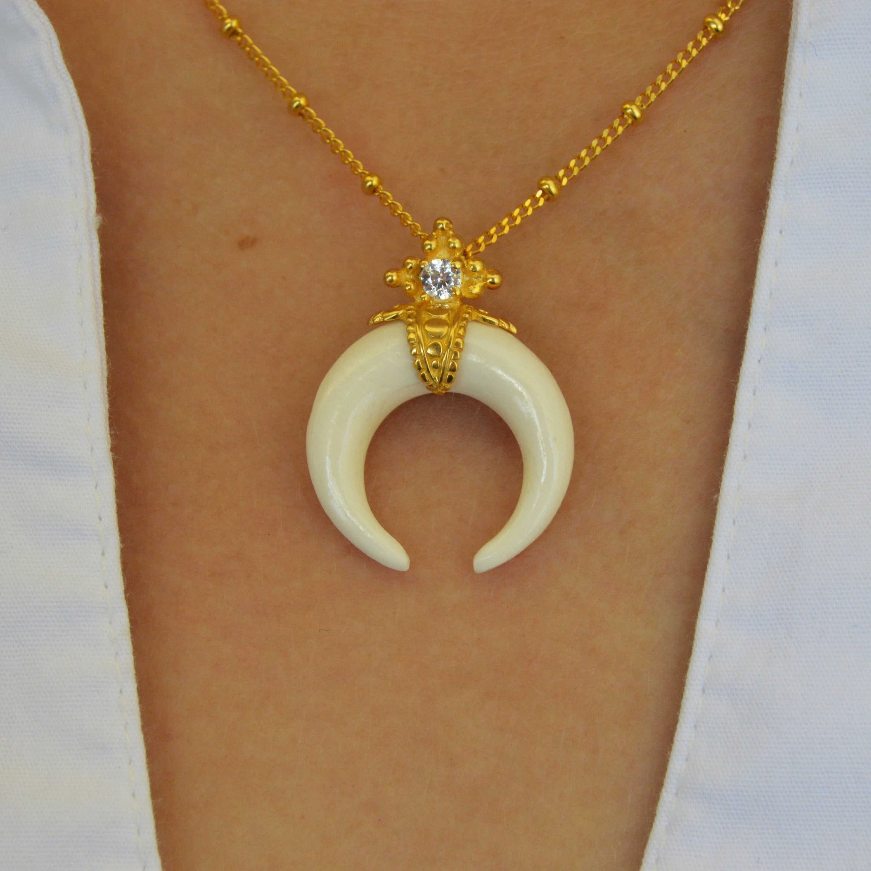 Crescent Moon Stevie Nicks Style Moon Necklace in Sterling Silver with 24K  Gold Overlay, Celestial Moon Necklaces, 18 inch Chain, Artisan