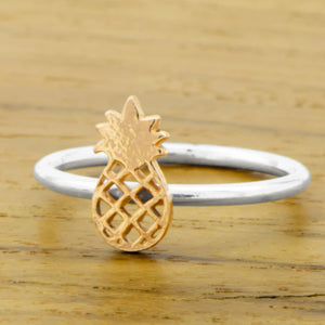 Rose Gold & Silver Pineapple Ring