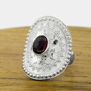 Garnet Mandala Ring