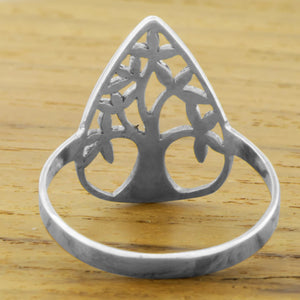 Sterling Silver Teardrop Tree of Life Ring