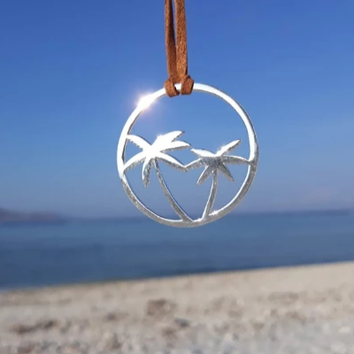 Silver-Plated Palm Tree Pendant