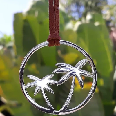 Silver-Plated Palm Tree Pendant