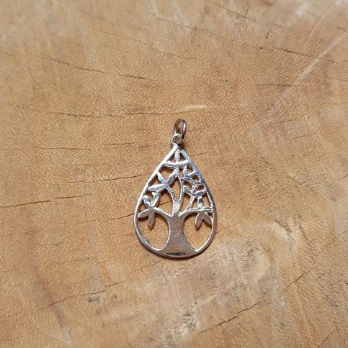 Sterling Silver Teardrop Tree of Life Necklace